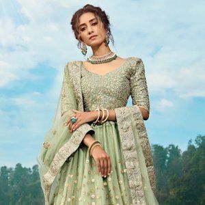 Pistachio Green Lehenga Plus Size